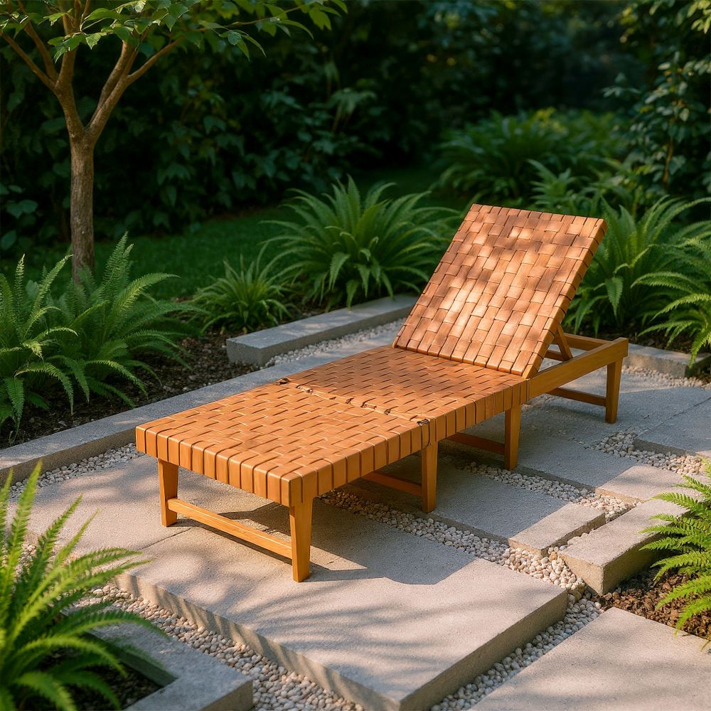 Zuo Modern Breath Rattan Weave Outdoor Chaise Lounge