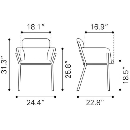 Bremor Steel Dining Arm Chair 2PC