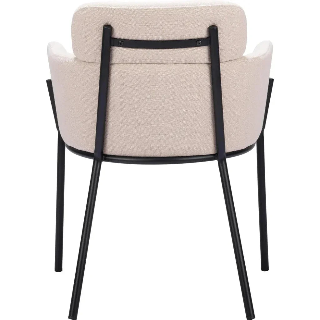 Bremor Steel Beige Dining Arm Chair 2PC - LOOMLAN - Zuo Modern - Dining Chairs
