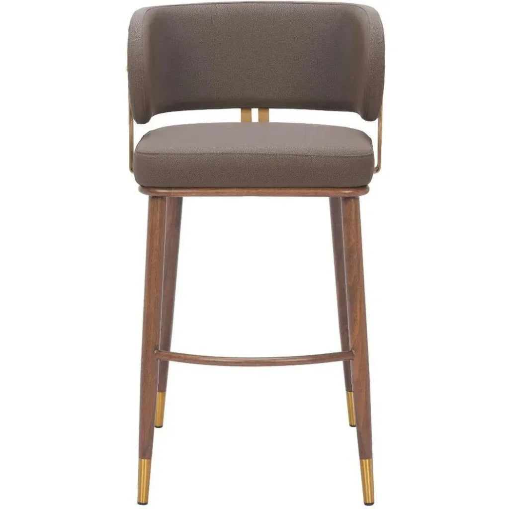 Brew Wood and Steel Brown Barstool 2PC - LOOMLAN - Zuo Modern - Bar Stools