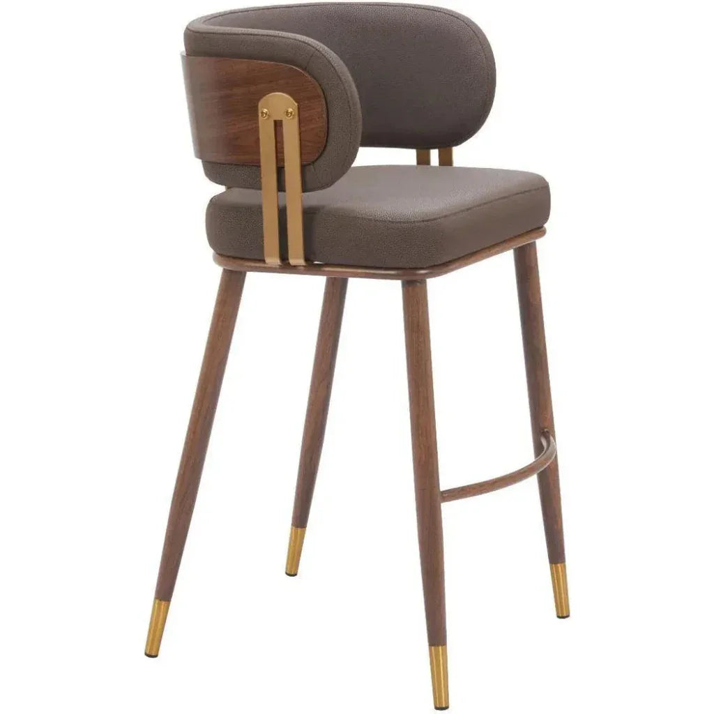 Brew Wood and Steel Brown Barstool 2PC - LOOMLAN - Zuo Modern - Bar Stools