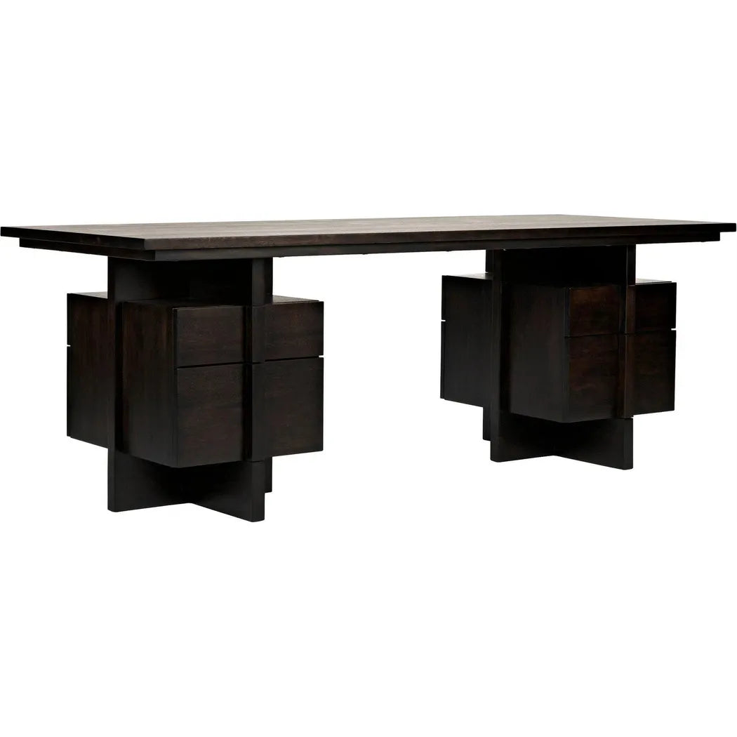 Bridge Desk, Ebony Walnut Wood Unique Desk Drawers