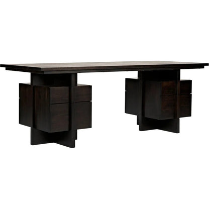 Bridge Desk, Ebony Walnut Wood Unique Desk Drawers
