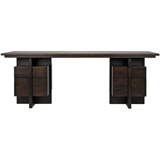 Bridge Desk, Ebony Walnut Wood Unique Desk With Drawers-Home Office Desks-Noir-Sideboards and Things