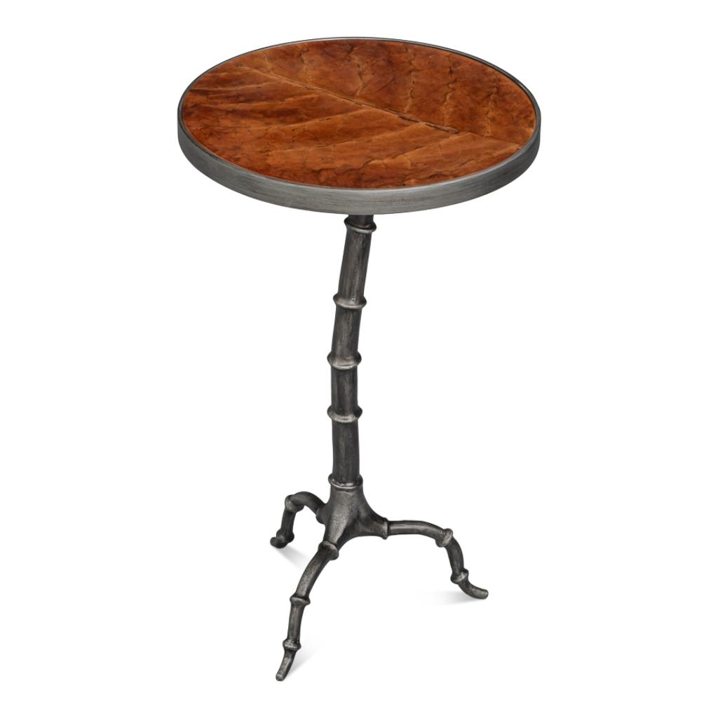 Sarreid Brightleaf Aluminum Base Round Side Table