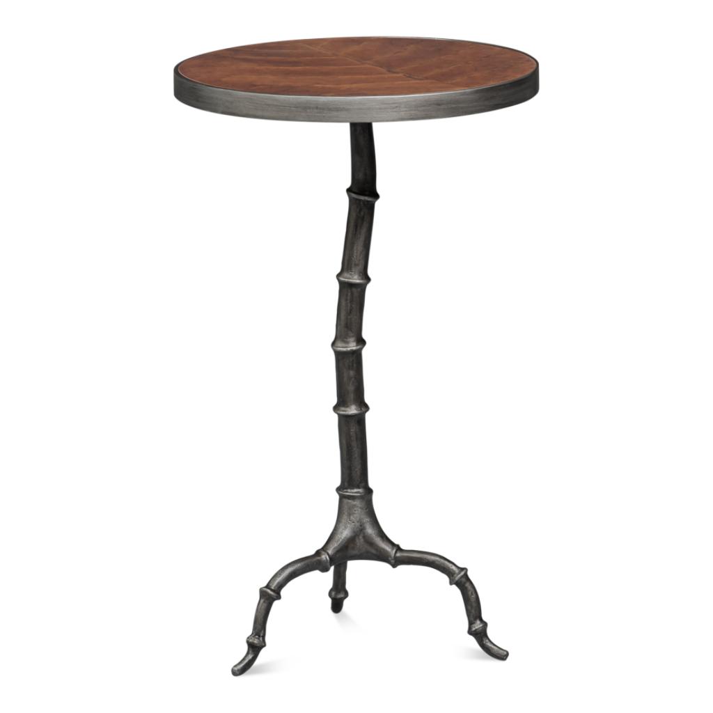 Sarreid Brightleaf Aluminum Base Round Side Table