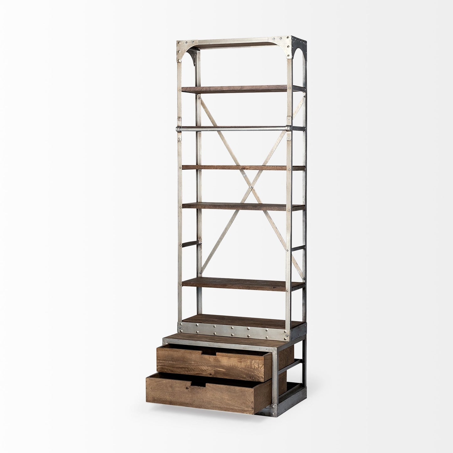 Brodie Four Shelves Wood Shelving Unit-Etageres-Mercana-LOOMLAN