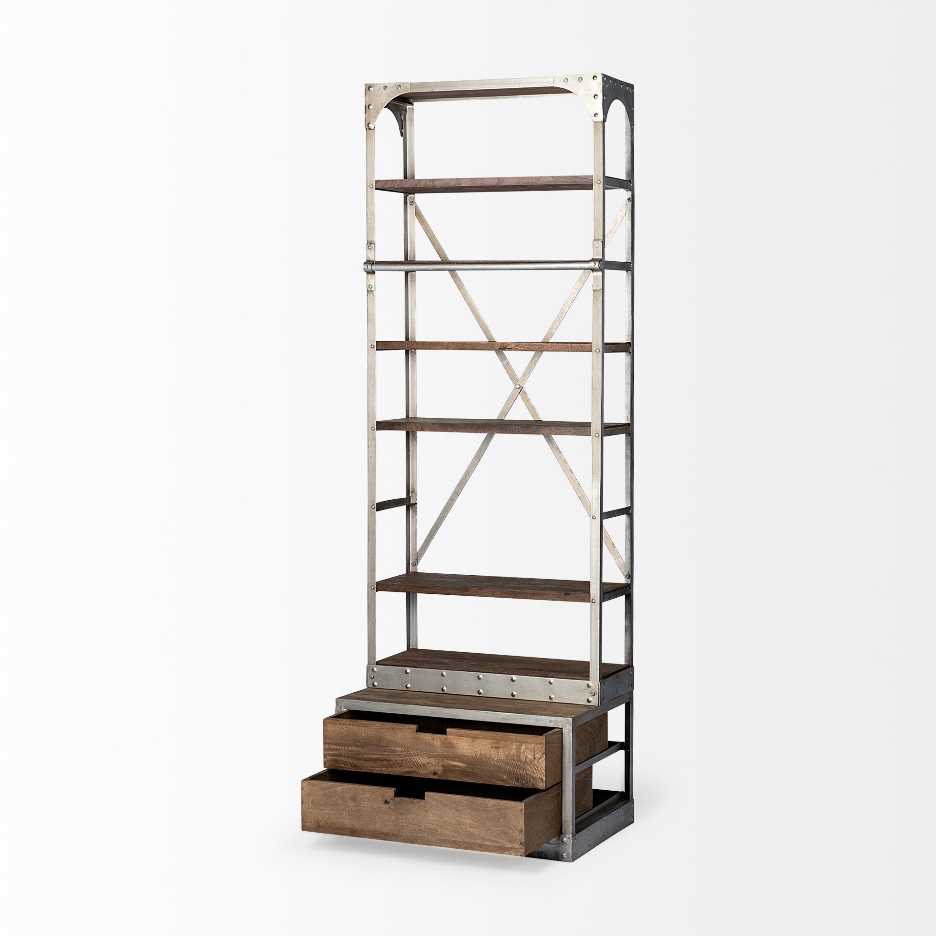 Brodie Four Shelves Wood Shelving Unit-Etageres-Mercana-LOOMLAN