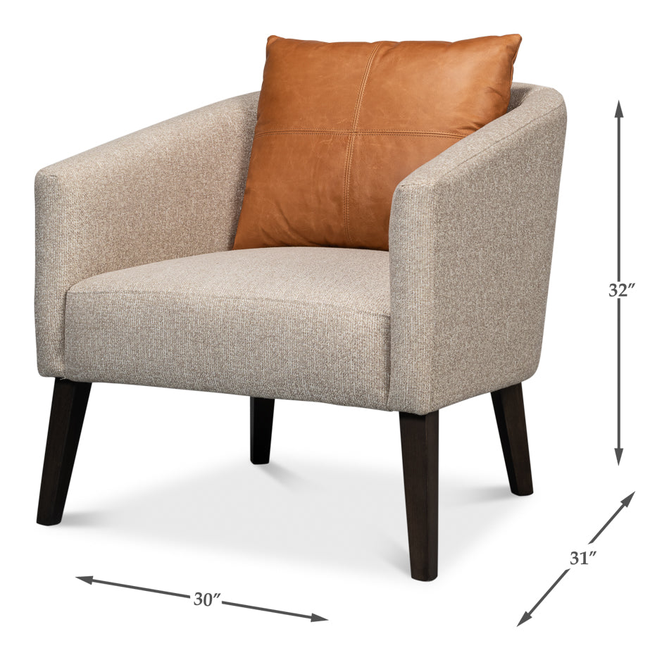 Bronson Accent Tub Chair In Beige Performance Fabric-Accent Chairs-Sarreid-LOOMLAN