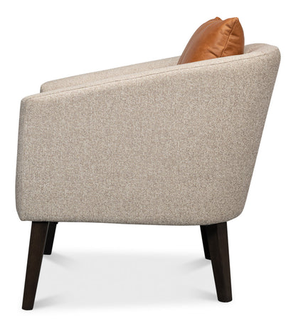 Bronson Accent Tub Chair In Beige Performance Fabric-Accent Chairs-Sarreid-LOOMLAN