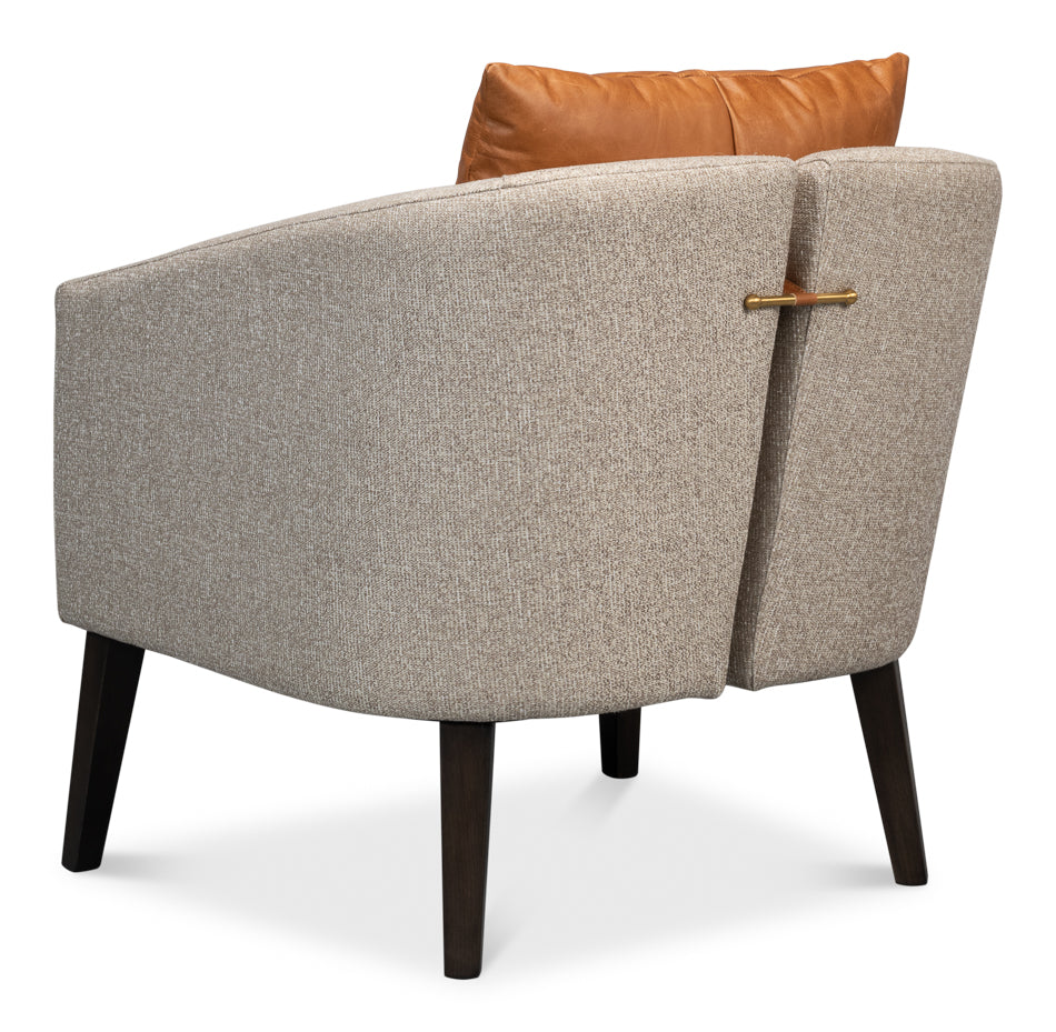 Bronson Accent Tub Chair In Beige Performance Fabric-Accent Chairs-Sarreid-LOOMLAN