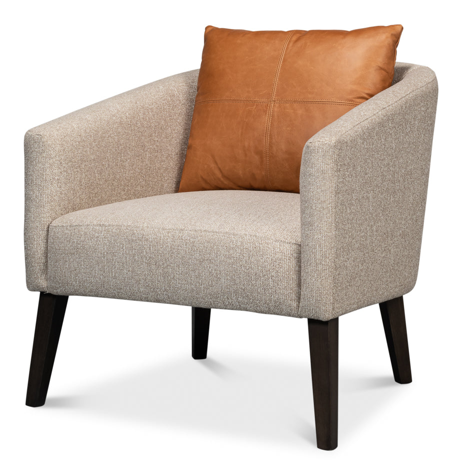 Bronson Accent Tub Chair In Beige Performance Fabric-Accent Chairs-Sarreid-LOOMLAN