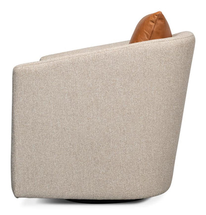 Bronson Swivel Club Chair in Beige Performance Fabric-Club Chairs-Sarreid-LOOMLAN