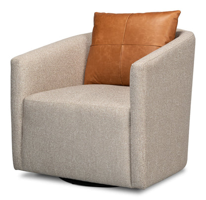 Bronson Swivel Club Chair in Beige Performance Fabric-Club Chairs-Sarreid-LOOMLAN