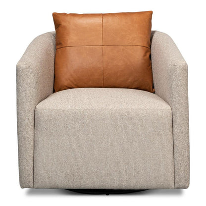 Bronson Swivel Club Chair in Beige Performance Fabric-Club Chairs-Sarreid-LOOMLAN