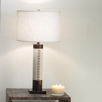 Bronze and White Hair On Hide Sheridan Table Lamp Table Lamps Sideboards and Things By Jamie Young