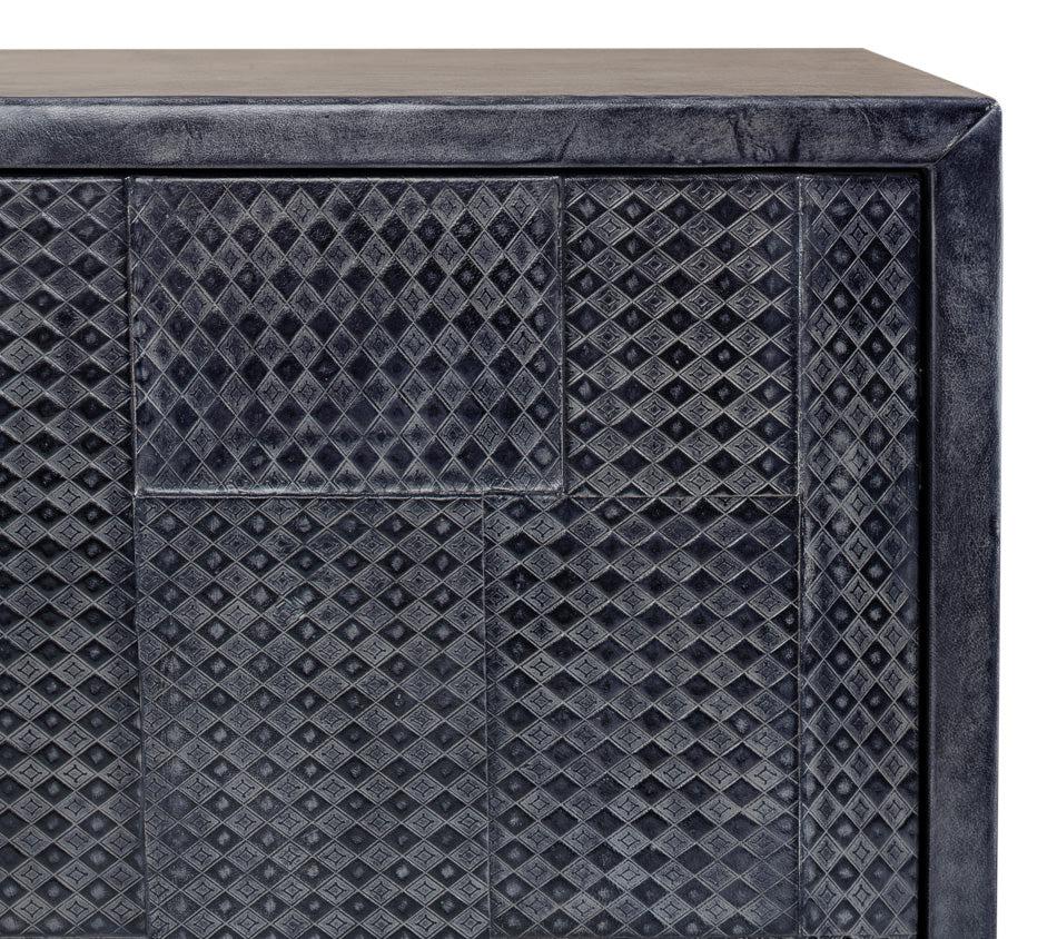 Bronzini Credenza Large Blue Cabinet for Living Room-Sideboards-Sarreid-LOOMLAN