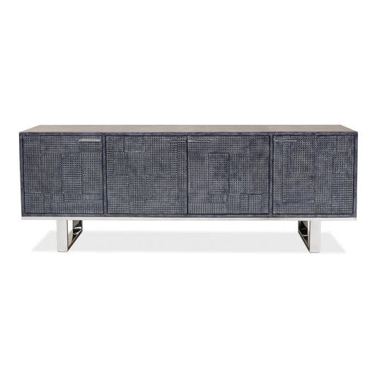 Bronzini Credenza Large Blue Cabinet for Living Room-Sideboards-Sarreid-LOOMLAN