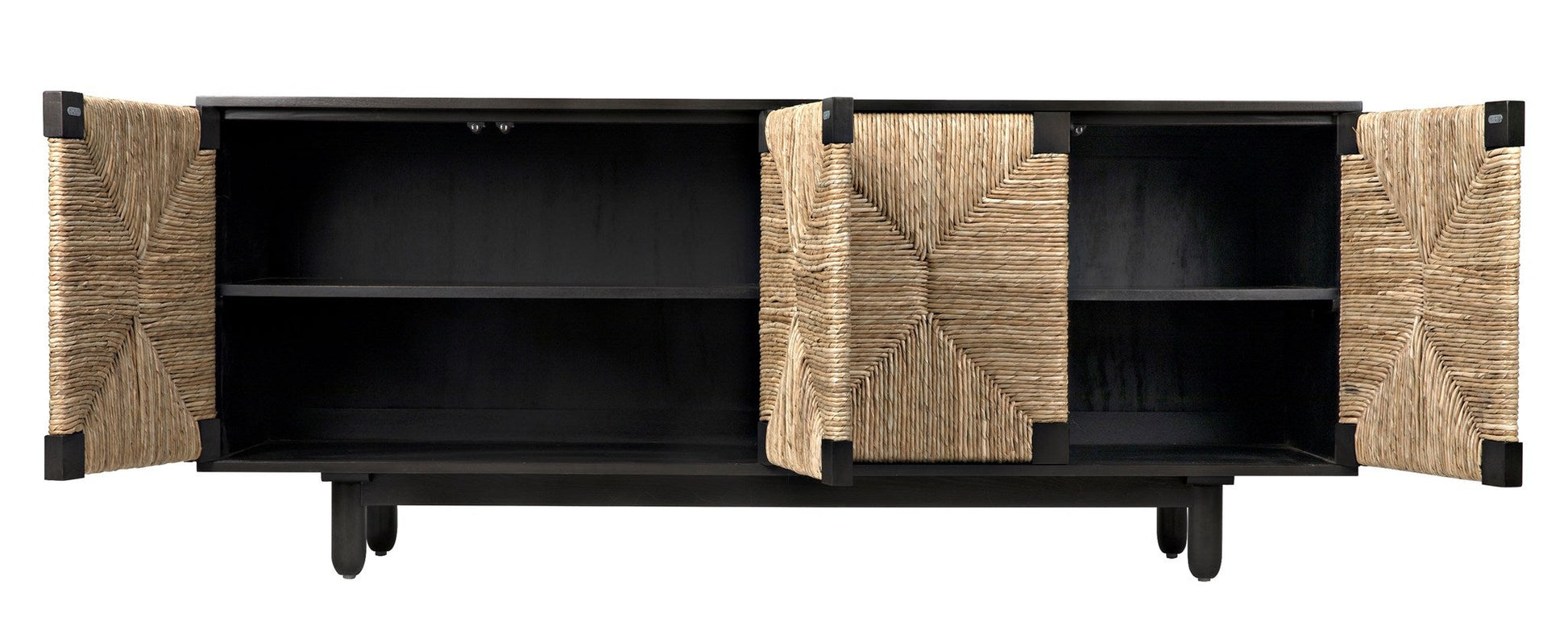 Brook Wood Black Sideboard with 4 Doors-Sideboards-Noir-Sideboards and Things