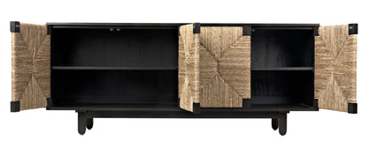 Brook Wood Black Sideboard with 4 Doors-Sideboards-Noir-Sideboards and Things