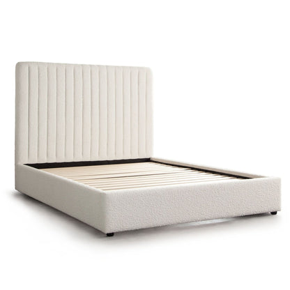 Diamond Sofa Brooke Ivory Fabric Vertical Channel Tufted Bed