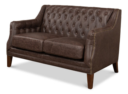 Brooks Leather Tufted 2 Seat Sofa-Sofas & Loveseats-Sarreid-LOOMLAN