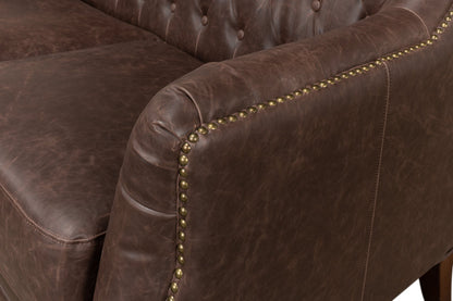 Brooks Leather Tufted 2 Seat Sofa-Sofas & Loveseats-Sarreid-LOOMLAN