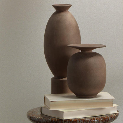 Brown Ceramic Elevated Decorative Vase Vases & Jars Sideboards and Things By Jamie Young