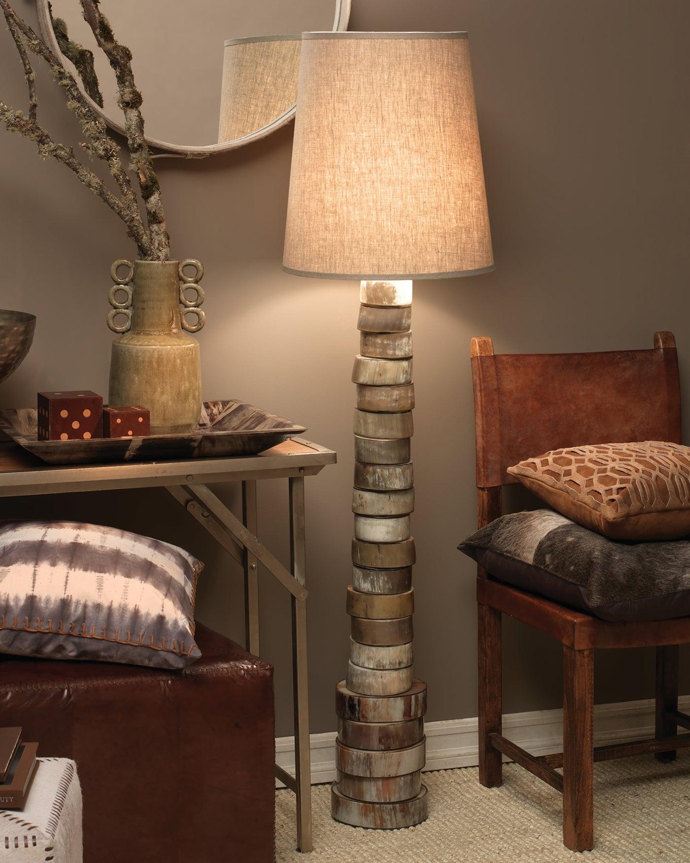 Brown Faux Buffalo Horn Stacked Floor Lamp Floor Lamps Sideboards and Things By Jamie Young