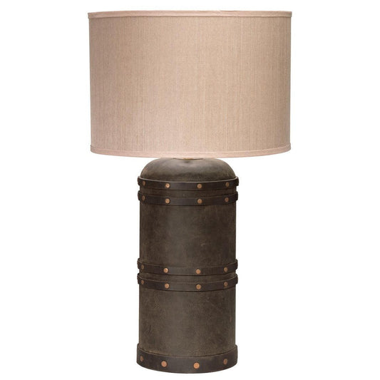 Brown Leather Barrel Table Lamp Table Lamps Sideboards and Things By Jamie Young