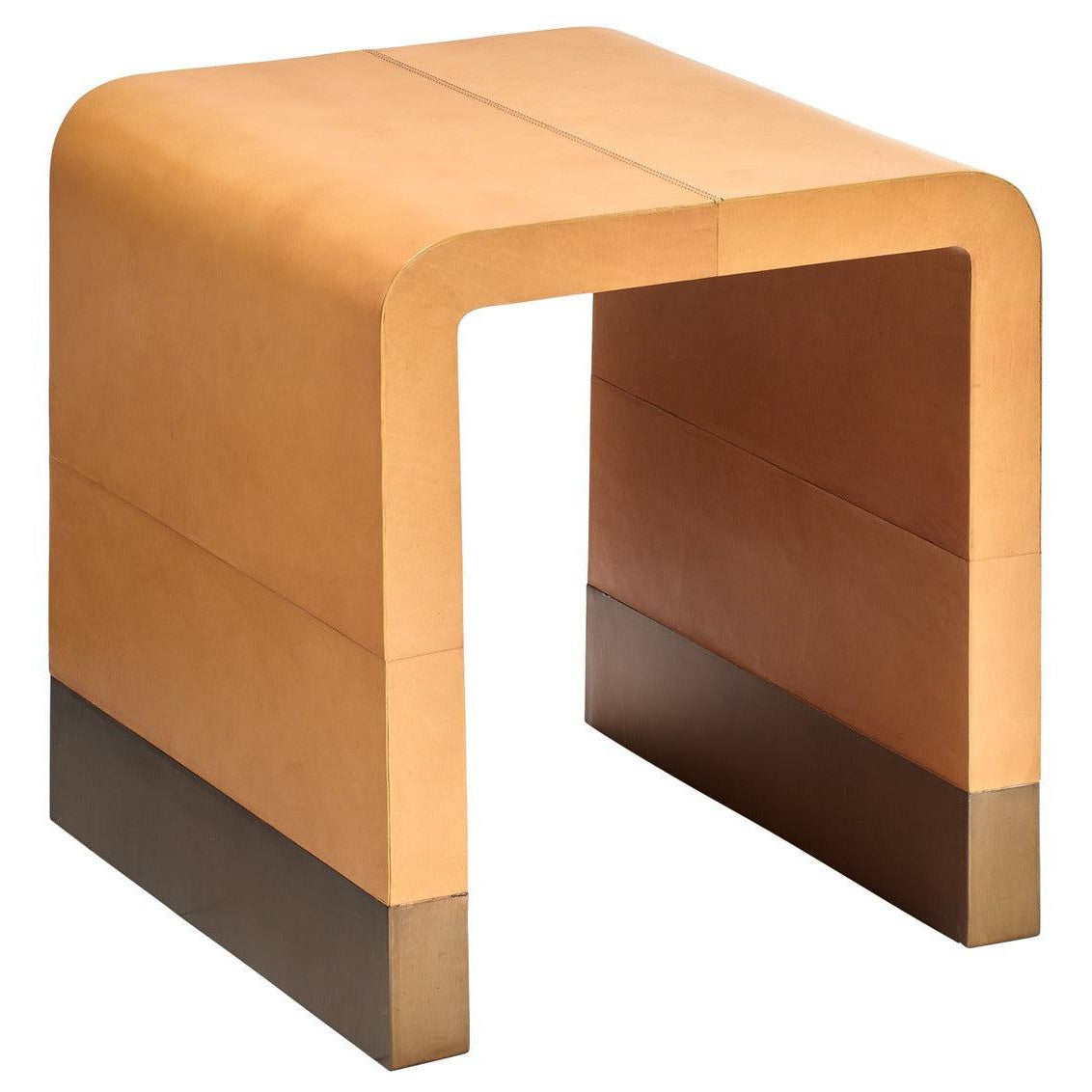 Brown Leather End Table Waterfall Mid Century Modern Side Table Side Tables Sideboards and Things By Jamie Young