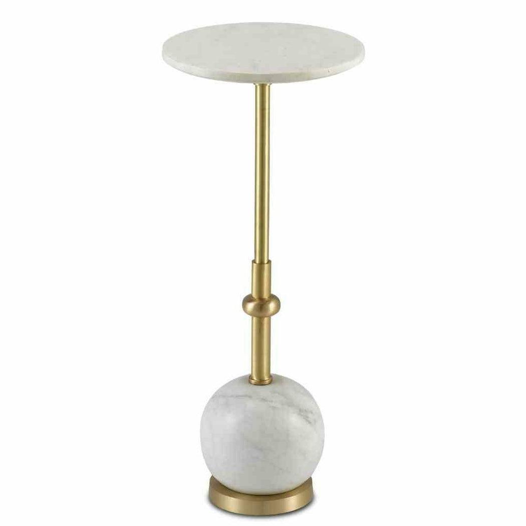 Brushed Brass White Pino Drinks Table Side Tables Sideboards and Things By Currey & Co