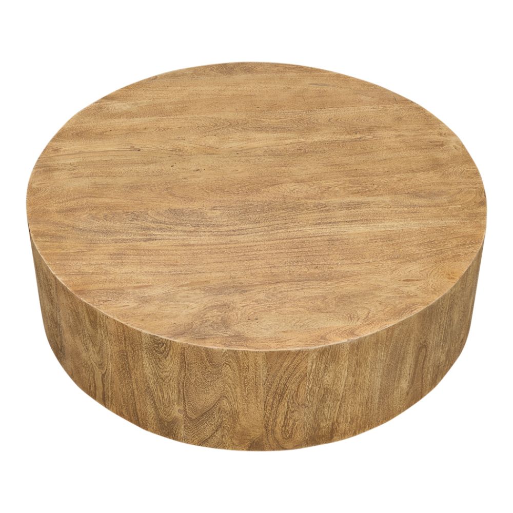 Brutus Barnwood Round Coffee Table With Drawers Round Block-Coffee Tables-Sarreid-LOOMLAN