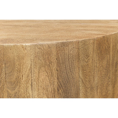 Brutus Barnwood Round Coffee Table With Drawers Round Block-Coffee Tables-Sarreid-LOOMLAN