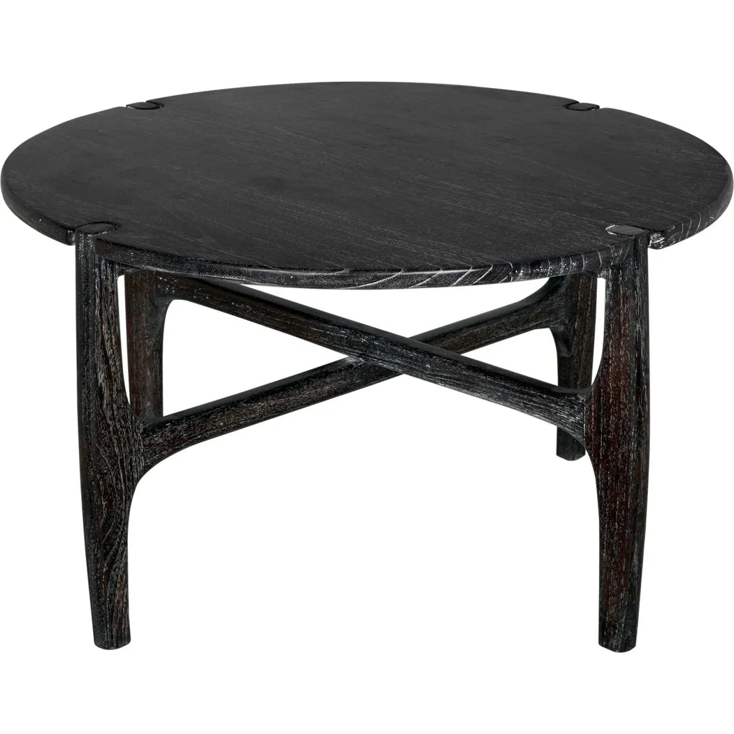 Noir Bucks Wood Black Round Coffee Table