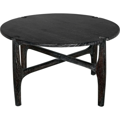 Noir Bucks Wood Black Round Coffee Table