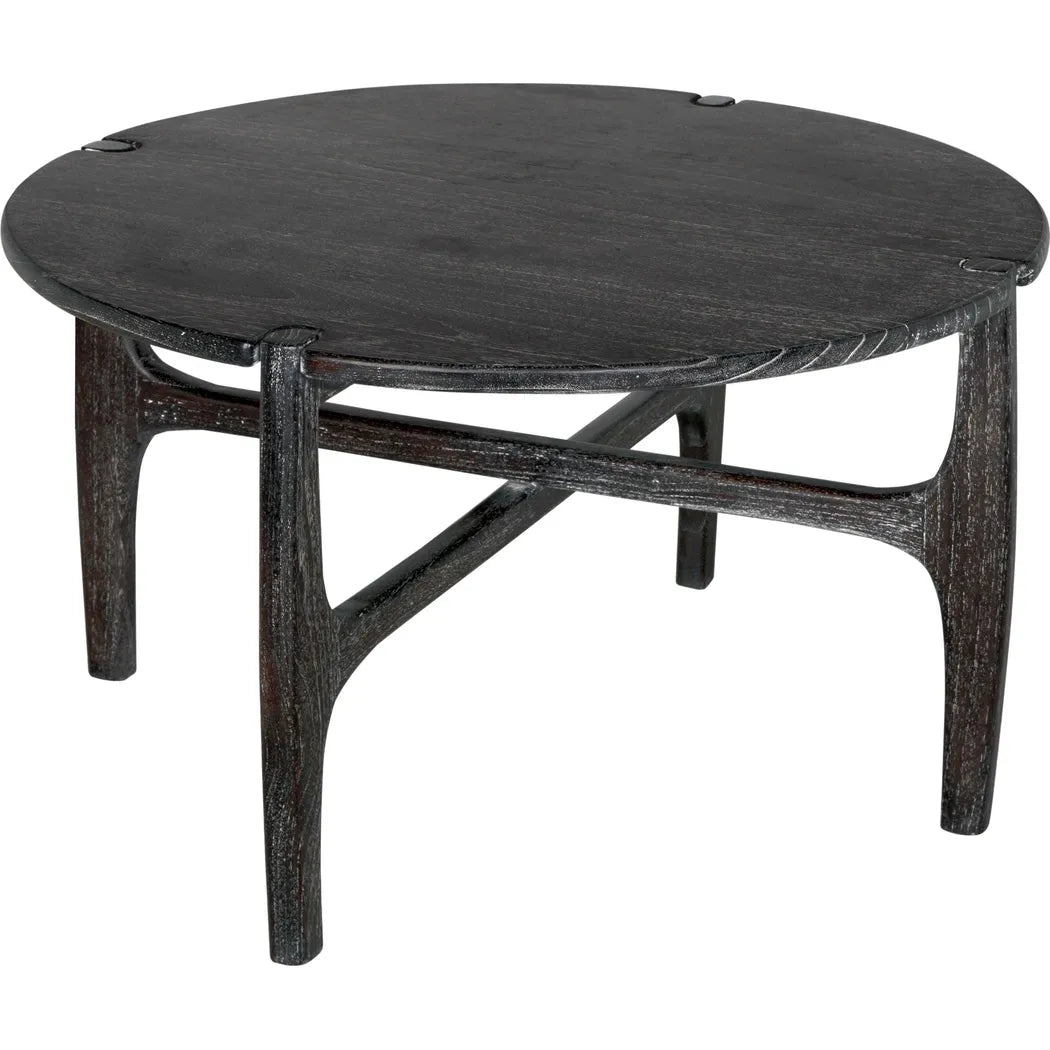 Noir Bucks Wood Black Round Coffee Table