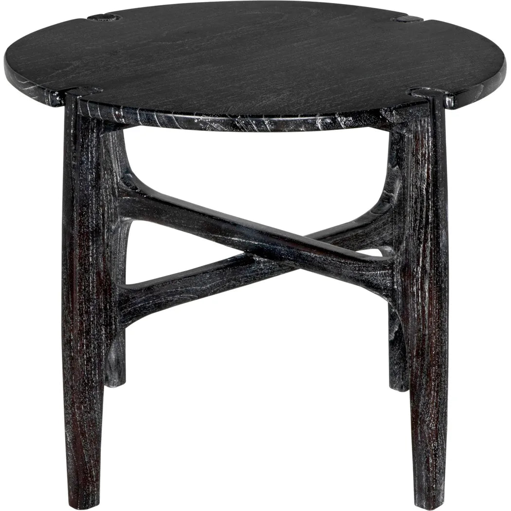 Noir Bucks Wood Black Round Side Table