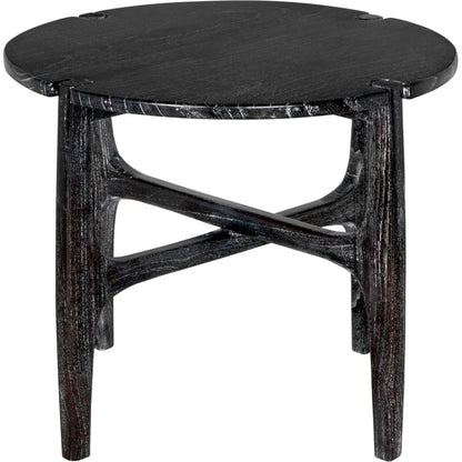 Noir Bucks Wood Black Round Side Table