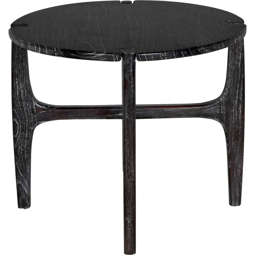 Noir Bucks Wood Black Round Side Table