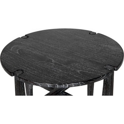 Noir Bucks Wood Black Round Side Table