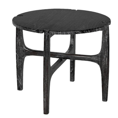 Noir Bucks Wood Black Round Side Table