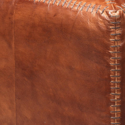 Buff Brown Leather Square Ottoman - Small Ottomans Sideboards and Things By Jamie Young