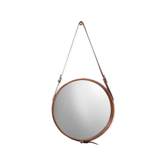 Buff Leather Round Wall Mirror - Large Wall Mirrors Sideboards and Things By Jamie Young