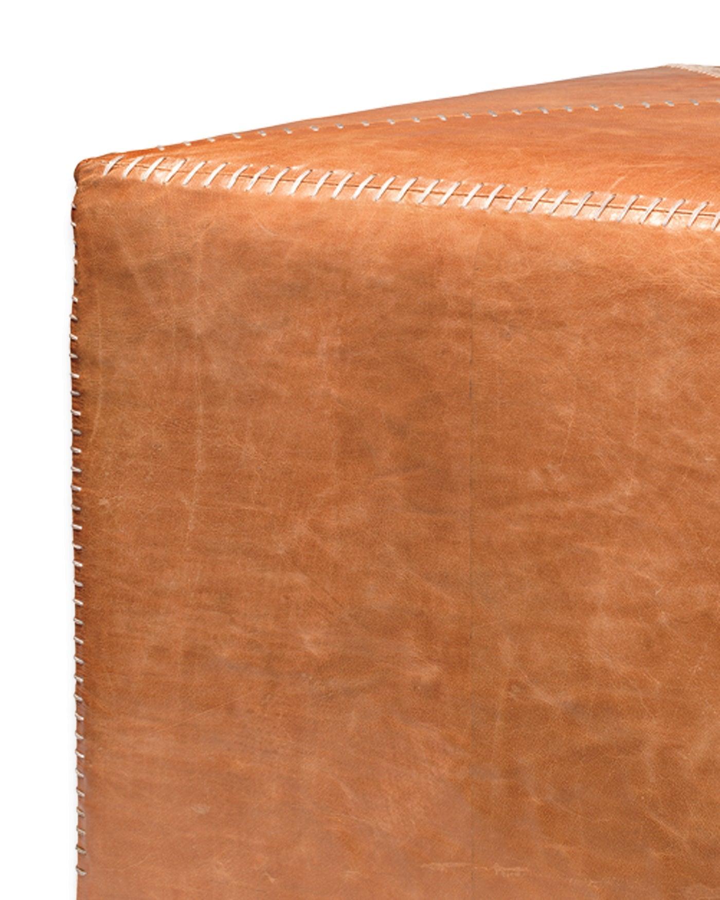 Buff Tan Leather Square Ottoman - Large Ottomans Sideboards and Things By Jamie Young