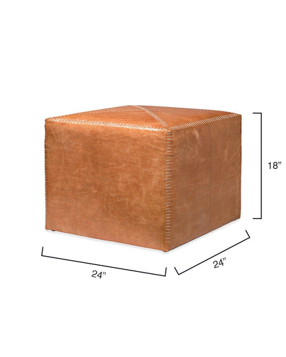 Buff Tan Leather Square Ottoman - Large Ottomans Sideboards and Things By Jamie Young