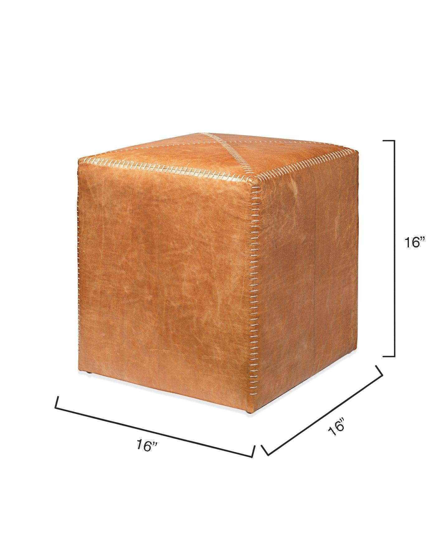 Buff Tan Leather Square Ottoman - Small Ottomans Sideboards and Things By Jamie Young