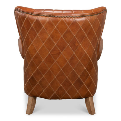 Bugatti Brown Leather Accent Arm Chair-Accent Chairs-Sarreid-LOOMLAN