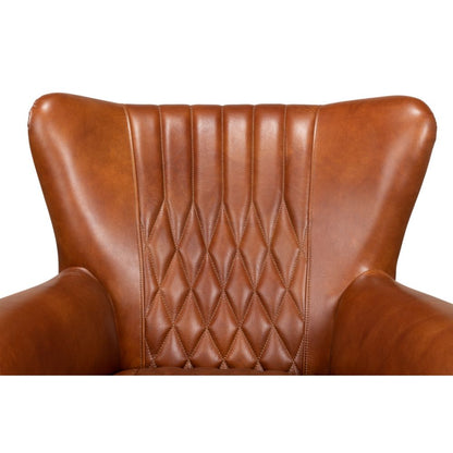 Bugatti Brown Leather Accent Arm Chair-Accent Chairs-Sarreid-LOOMLAN