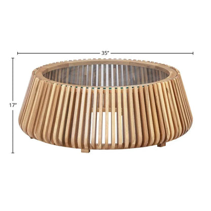 LH Home Bungalow Glass Top Round Coffee Table